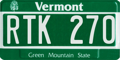 VT license plate RTK270