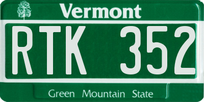 VT license plate RTK352