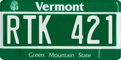 VT license plate RTK421