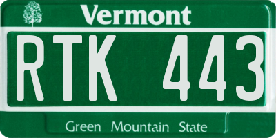 VT license plate RTK443