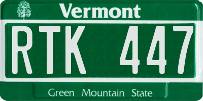 VT license plate RTK447