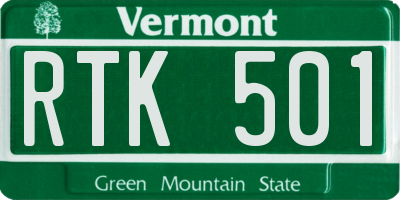VT license plate RTK501