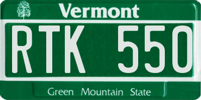 VT license plate RTK550