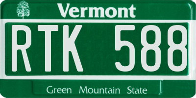 VT license plate RTK588