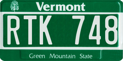 VT license plate RTK748