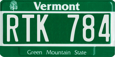 VT license plate RTK784