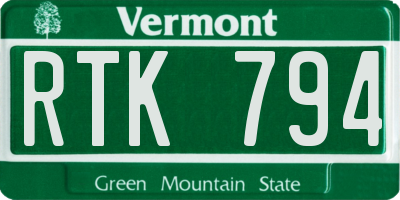 VT license plate RTK794