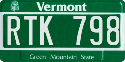 VT license plate RTK798