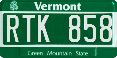 VT license plate RTK858