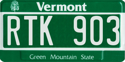 VT license plate RTK903