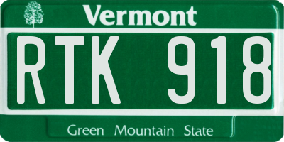 VT license plate RTK918
