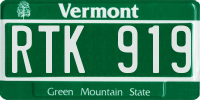 VT license plate RTK919