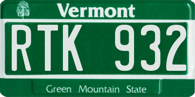 VT license plate RTK932