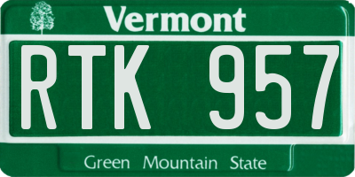 VT license plate RTK957