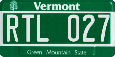 VT license plate RTL027