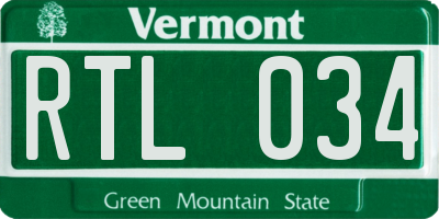 VT license plate RTL034