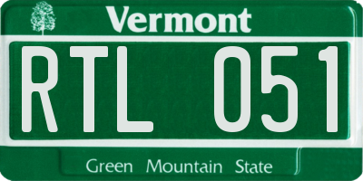 VT license plate RTL051