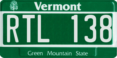 VT license plate RTL138