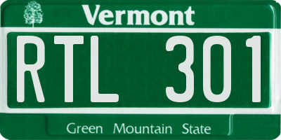VT license plate RTL301