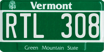VT license plate RTL308