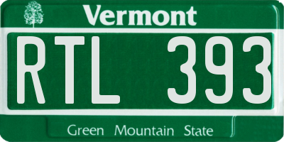 VT license plate RTL393