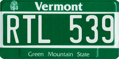 VT license plate RTL539