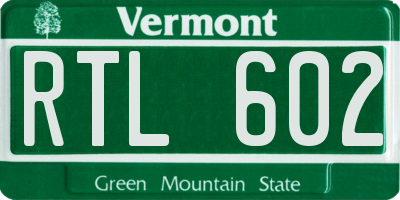VT license plate RTL602