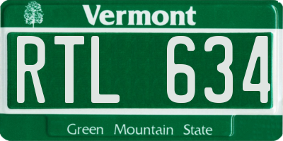 VT license plate RTL634