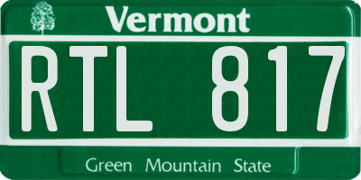 VT license plate RTL817