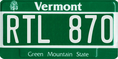 VT license plate RTL870