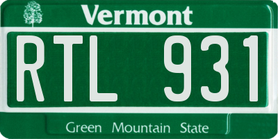 VT license plate RTL931