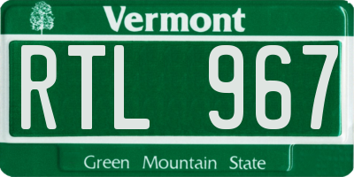 VT license plate RTL967