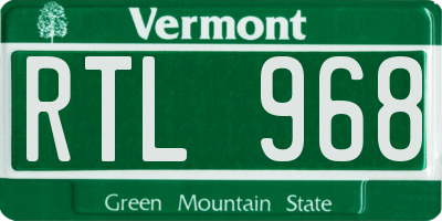 VT license plate RTL968