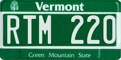 VT license plate RTM220