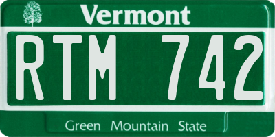 VT license plate RTM742