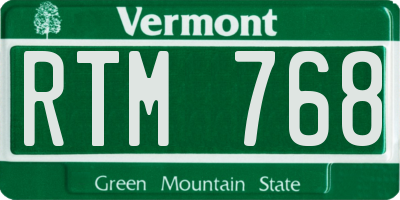 VT license plate RTM768