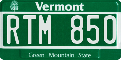 VT license plate RTM850