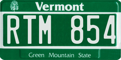 VT license plate RTM854