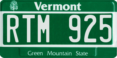 VT license plate RTM925