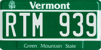 VT license plate RTM939