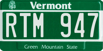 VT license plate RTM947