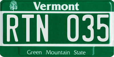 VT license plate RTN035