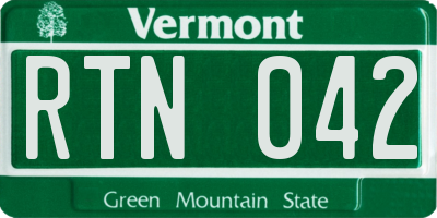 VT license plate RTN042