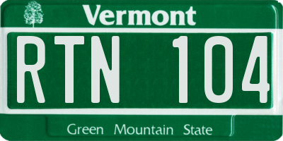 VT license plate RTN104