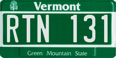 VT license plate RTN131