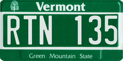 VT license plate RTN135