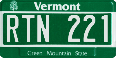VT license plate RTN221