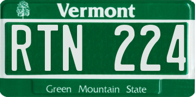 VT license plate RTN224