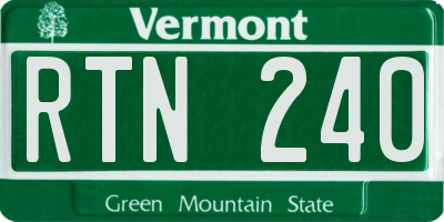 VT license plate RTN240