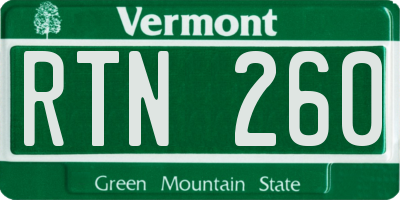 VT license plate RTN260